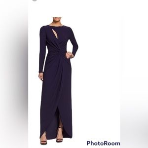 DRESS THE POPULATION NAOMI TWIST CREPE GOWN